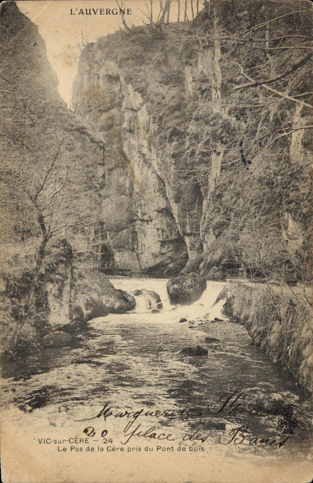 VINTAGE POSTCARD Vic On Cere the Step Of Cere taken of the wood bridge