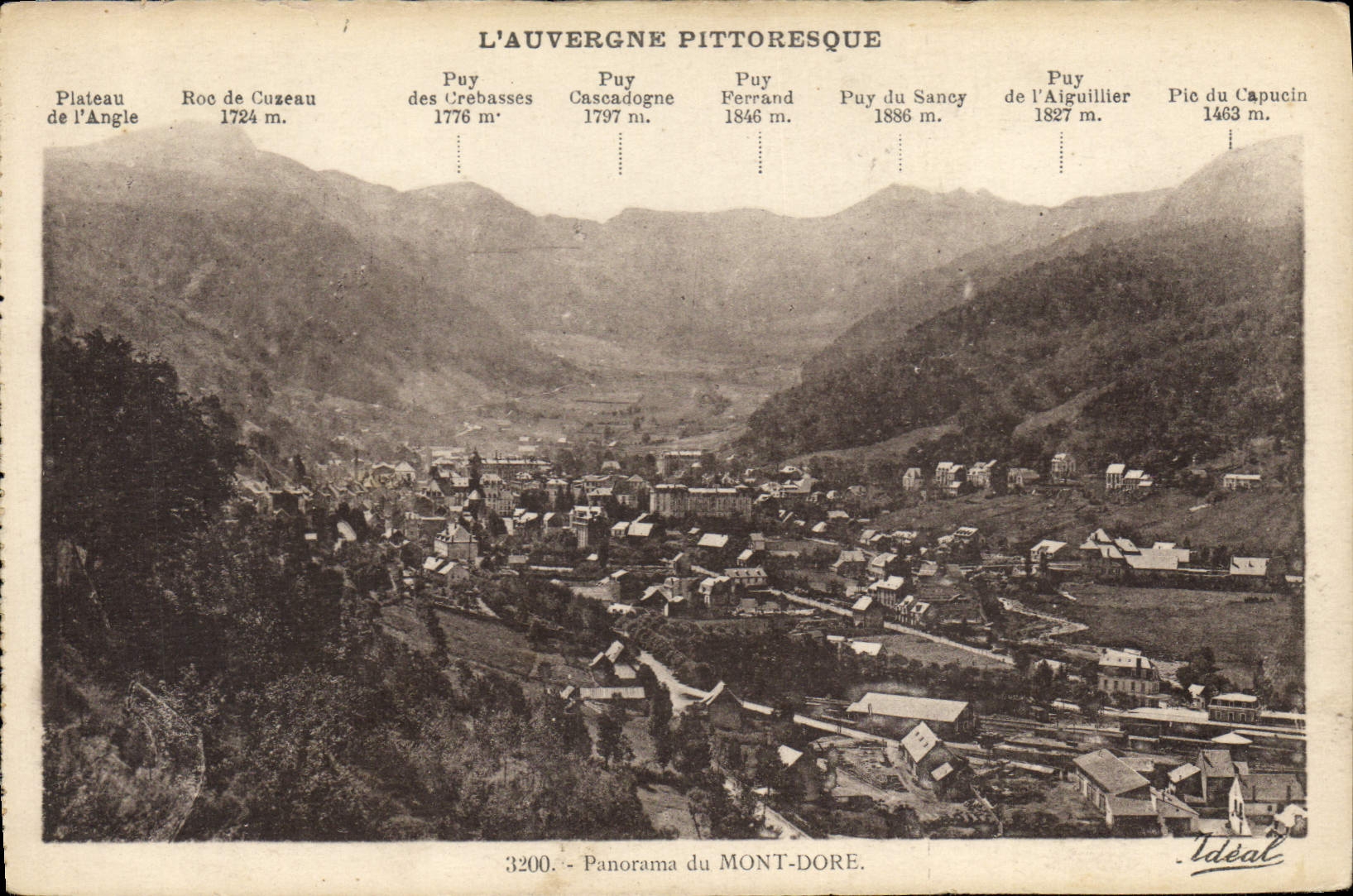 VINTAGE POSTCARD Auvergne Panorama of the Mount Gilds