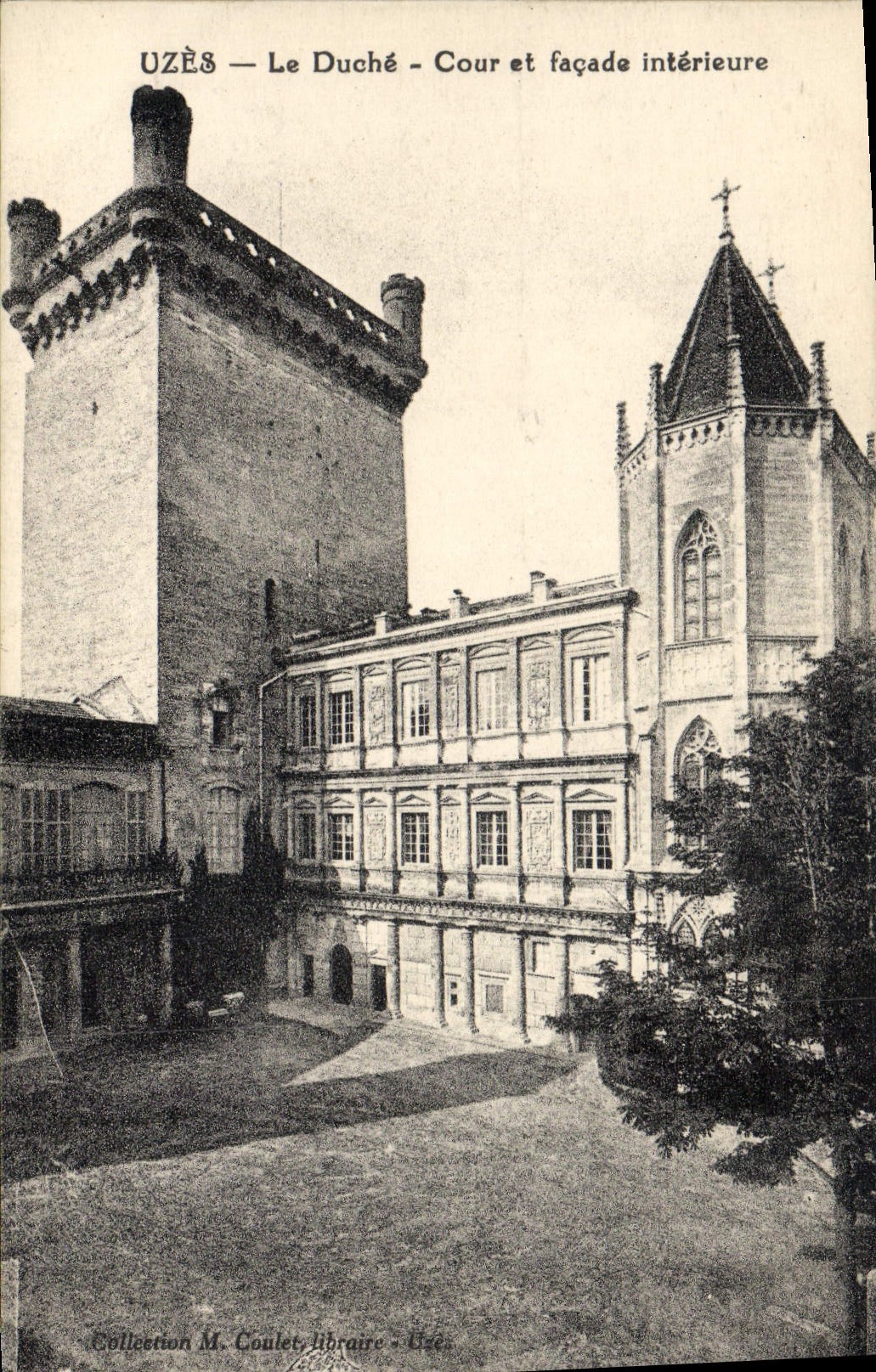 VINTAGE POSTCARD Uzes the Duchy Court And Interior Frontage