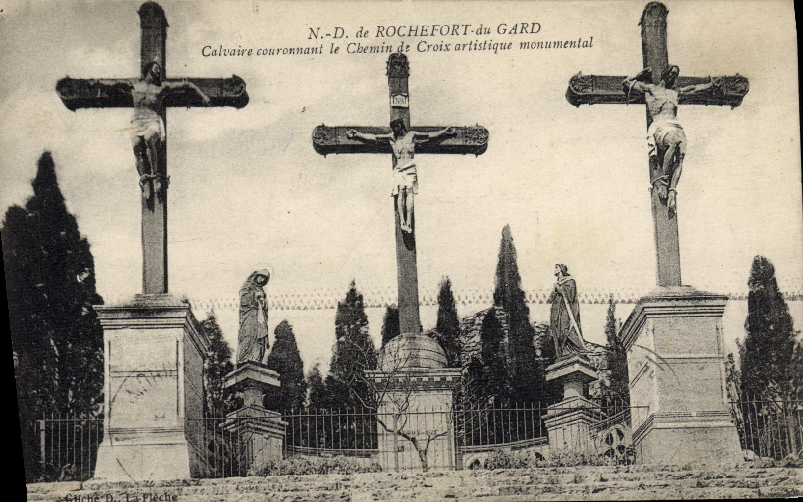 VINTAGE POSTCARD ND of Rochefort Of Gard Martyrdom Crowning the Way of cross