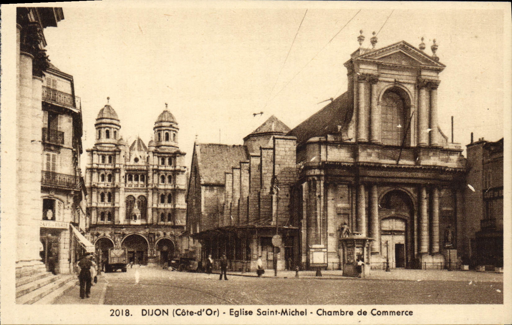 VINTAGE POSTCARD Dijon Church Saint Michel Chamber of commerce