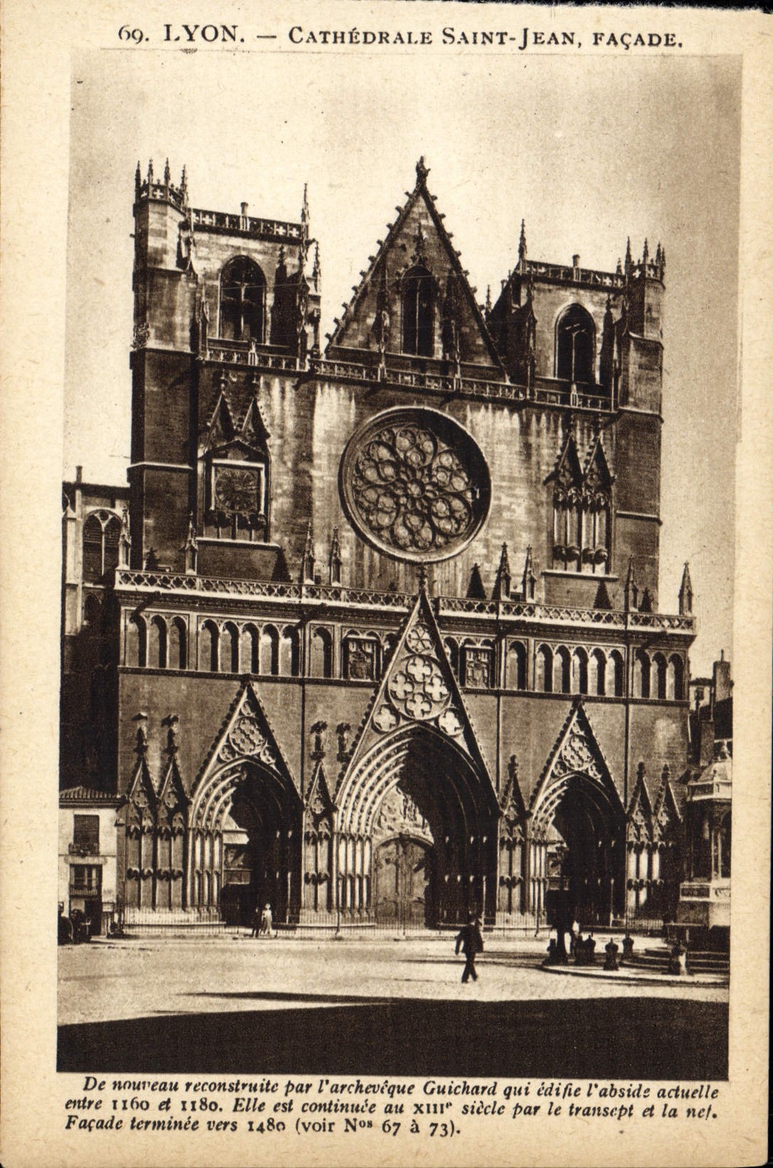 De la VENDIMIA de la POSTAL de Lyon de la catedral ataque frontal de Jean Saint