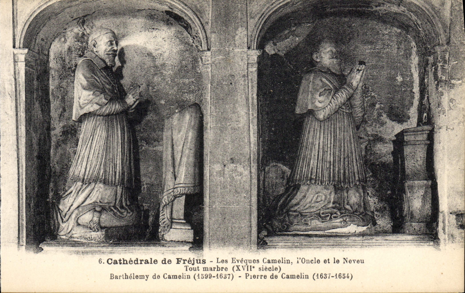 Catedral de la POSTAL de la VENDIMIA de Frejus los obispos Cameline el tío y el sobrino