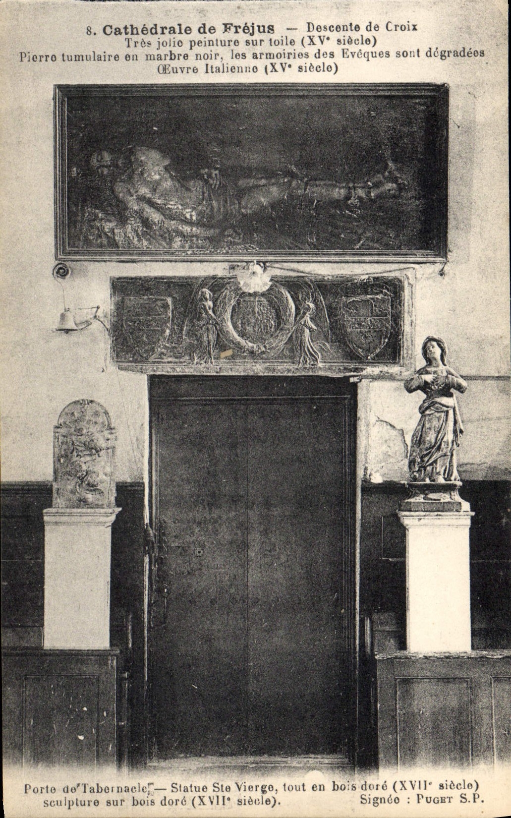CPA Cathedrale De Frejus Descente De Croix Porte de tabernacle Statue Ste Vierge