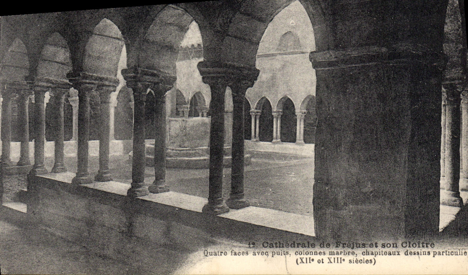 VINTAGE POSTCARD Cathedral Of Frejus And Its Cloister Four facesavec well columns marble capitals