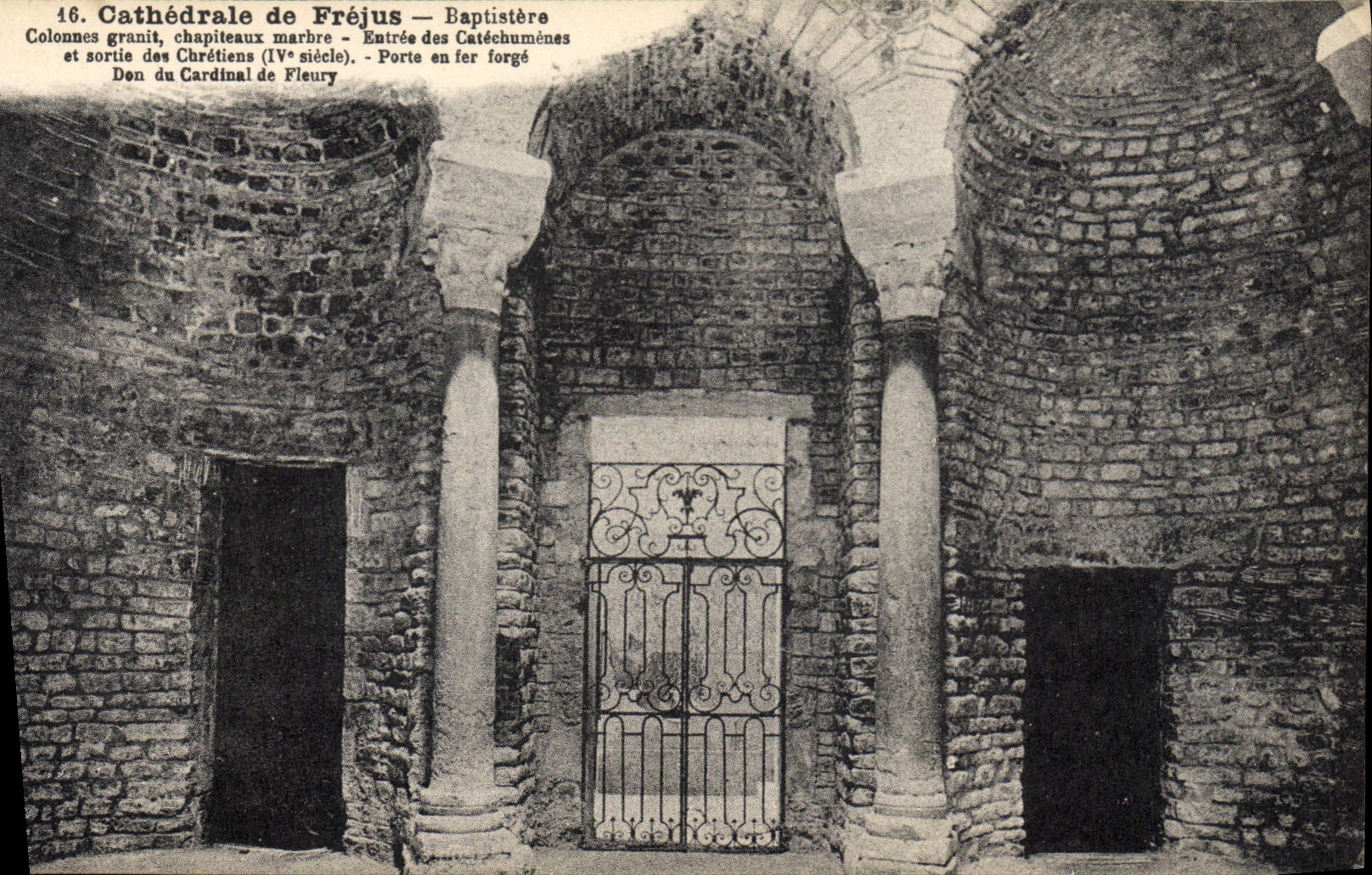 VINTAGE POSTCARD Cathedral Of Frejus Baptistry Columns granite capitals marble Entered of the catechumens and exit of the Christians