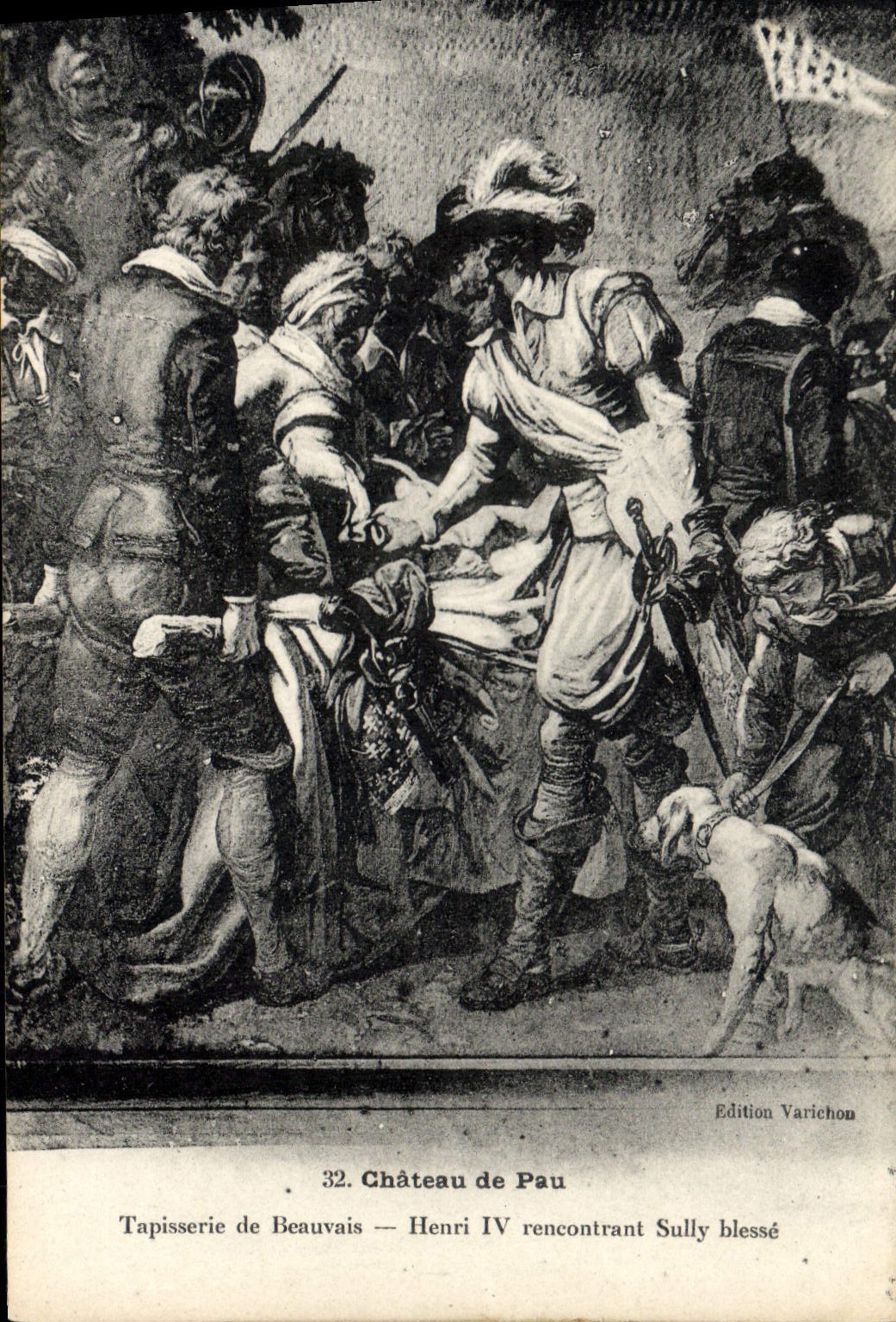 La tapicería del castillo de Pau de la POSTAL de la VENDIMIA de Beauvais Enrique IV que se encuentra Sully heridas