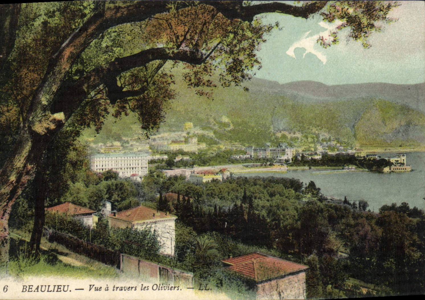 VINTAGE POSTCARD Beaulieu Seen Through the Olive-trees