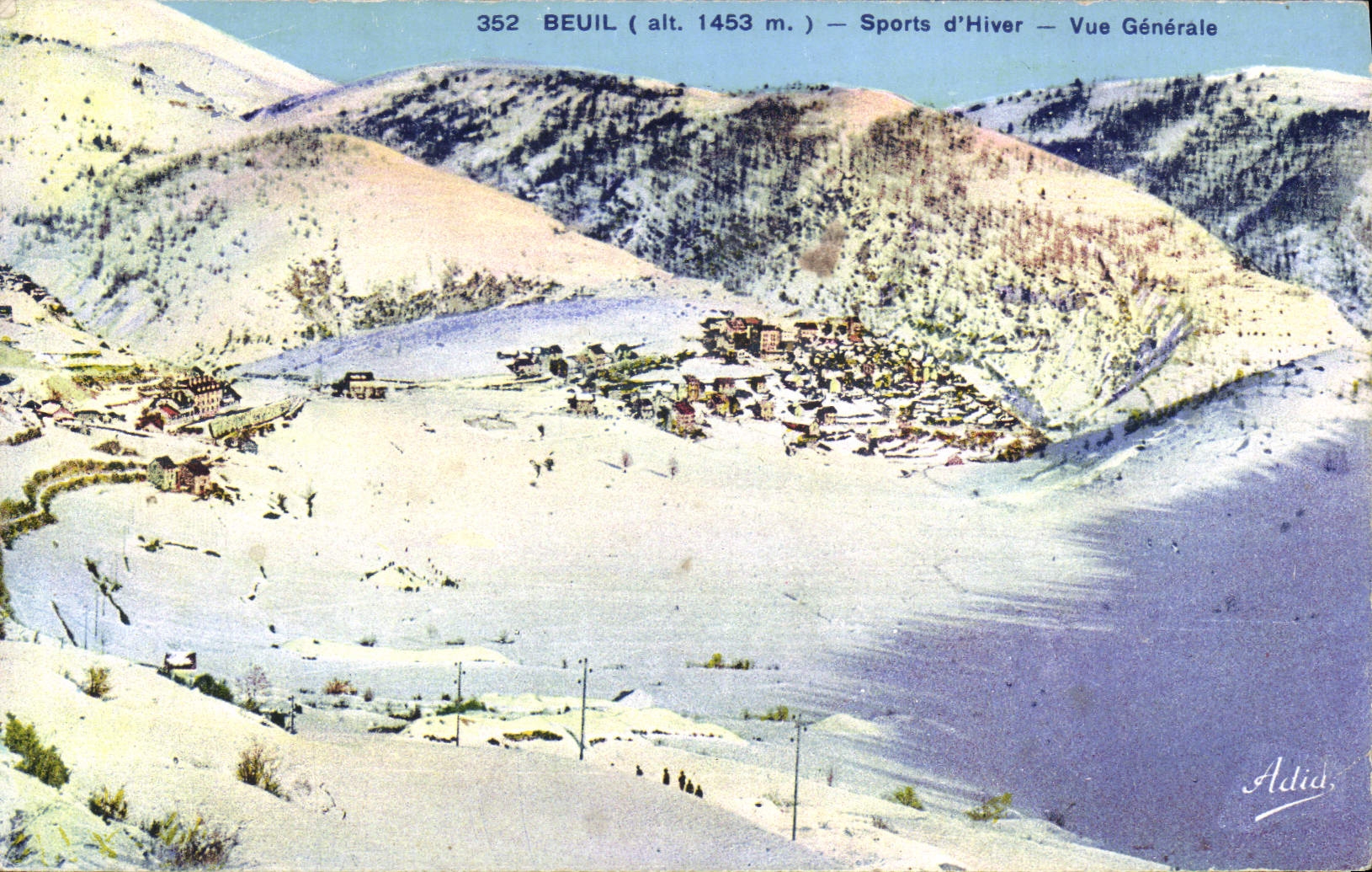 VINTAGE POSTCARD Beuil Winter sports View