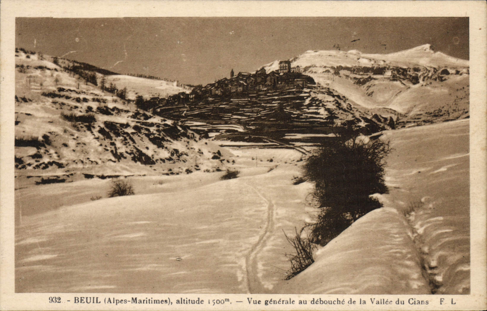 VINTAGE POSTCARD Beuil View with the Outlet of the Valley of Cians