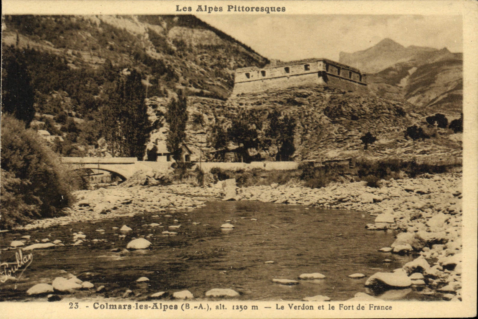 POSTAL Colmars de la VENDIMIA las montan@as el Verdon y la fortaleza de Francia