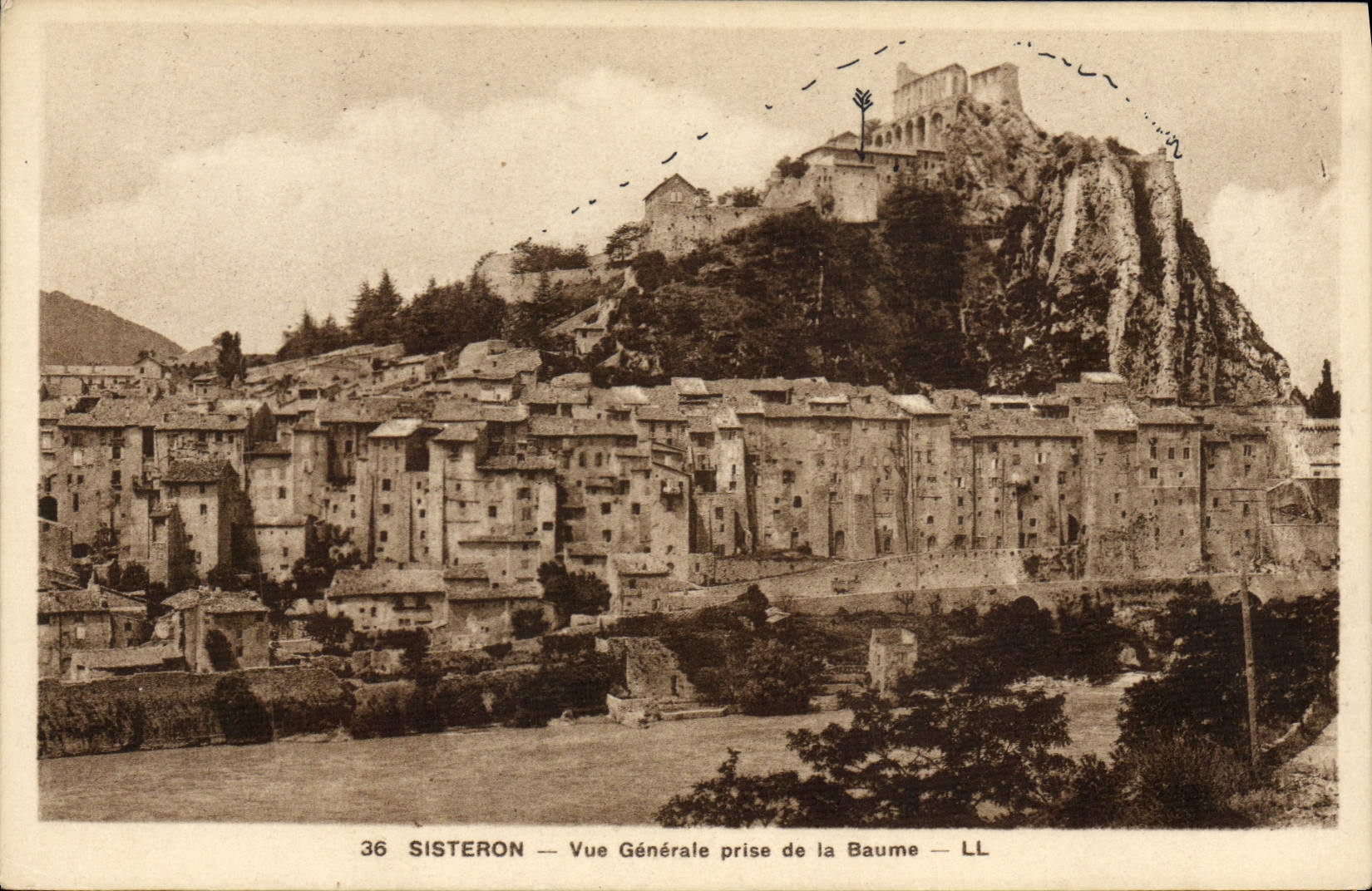 VINTAGE POSTCARD Sisteron View Taken of the Balsam