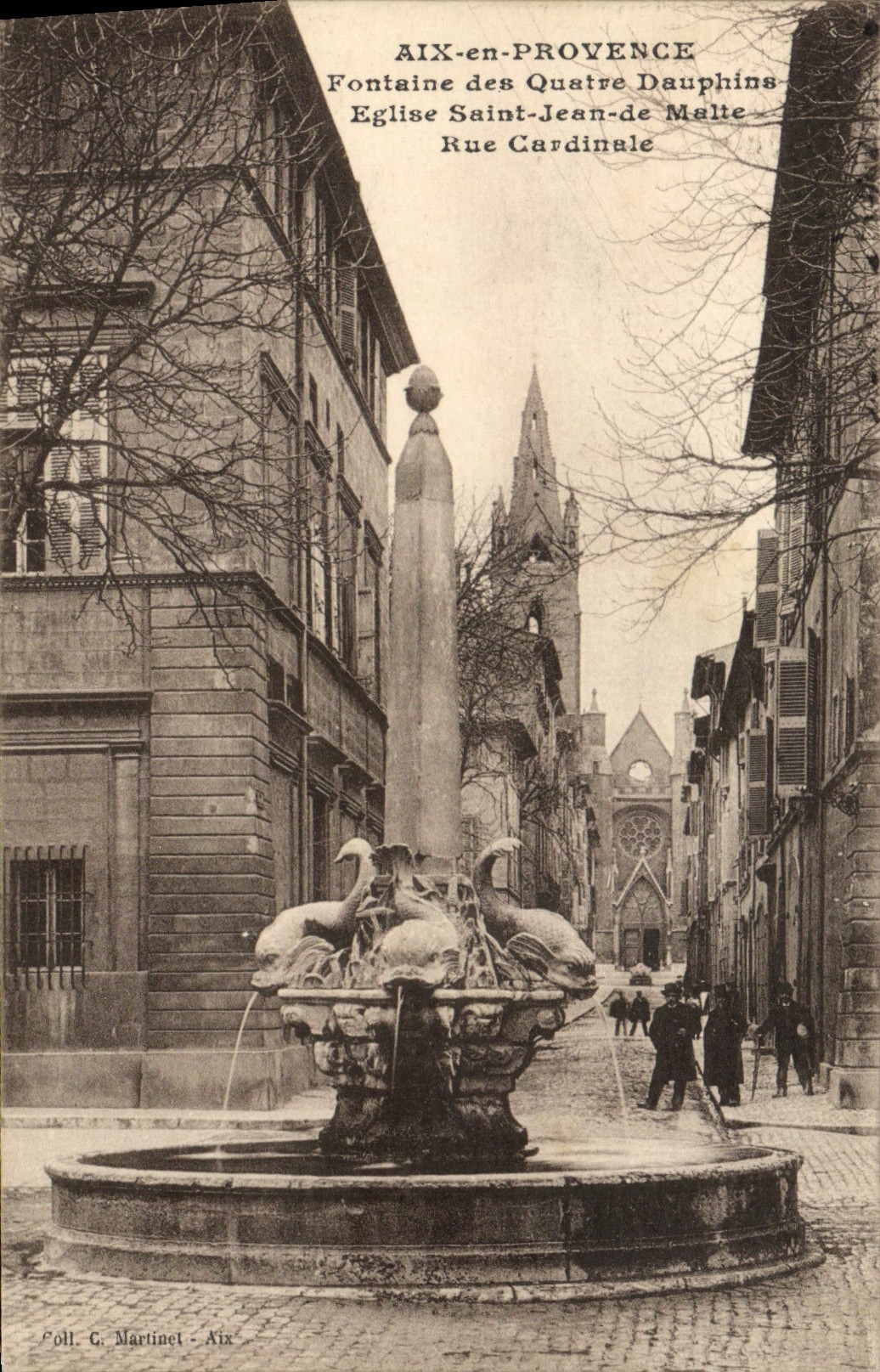 CPA Aix en Provence Fontaine des Quatre Dauphins Eglise Saint Jean de Malte Rue Cardinale 