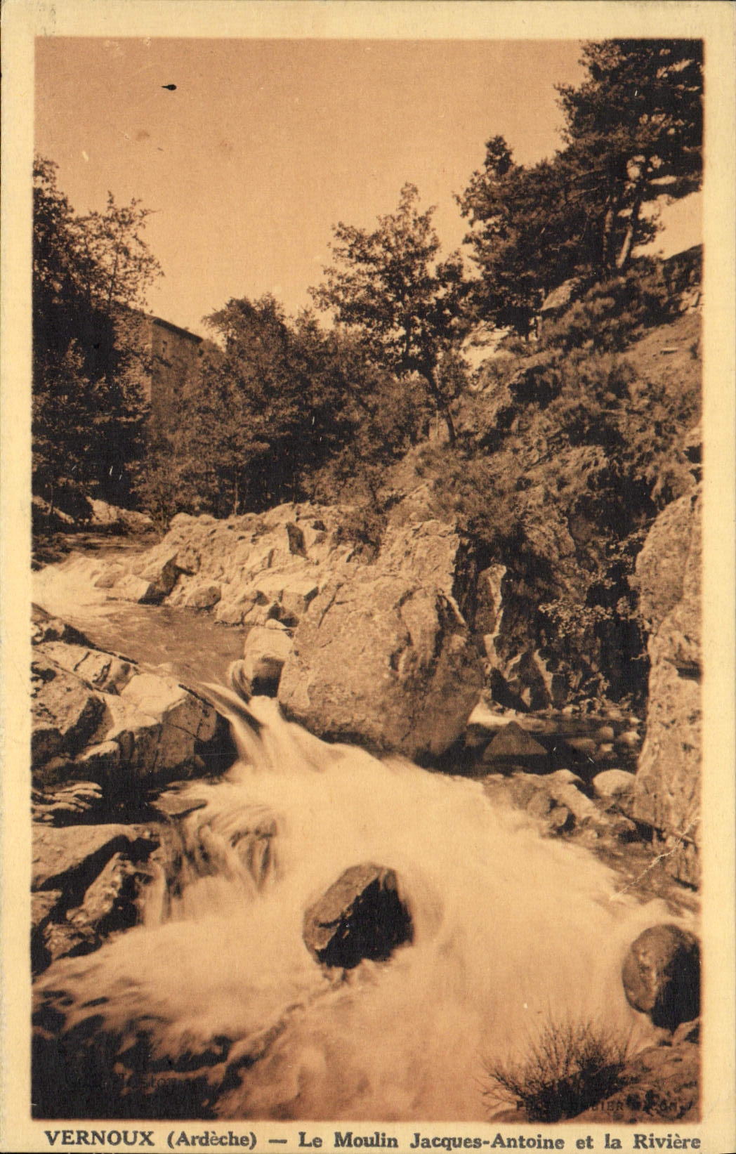 VINTAGE POSTCARD Vernoux the Mill Jacques Antoines and the River