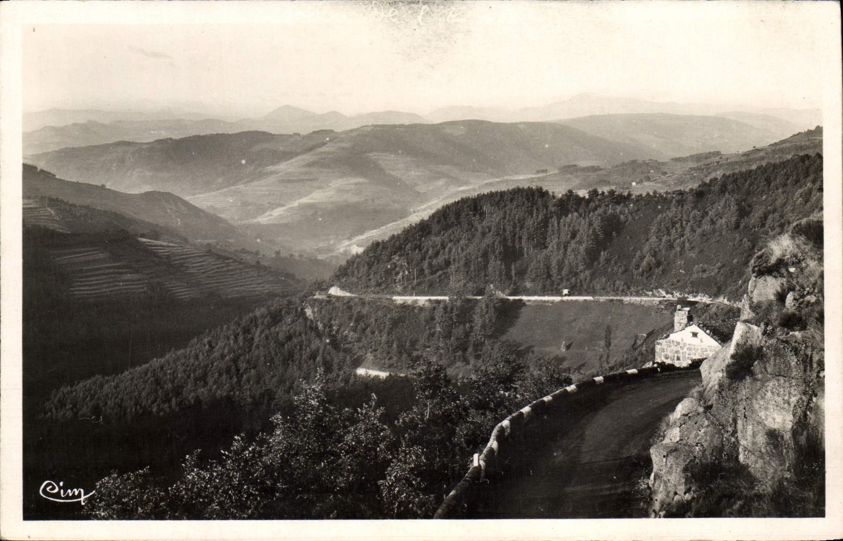 VINTAGE POSTCARD Holy Agreve Valley of Bompas and road of Cheylard