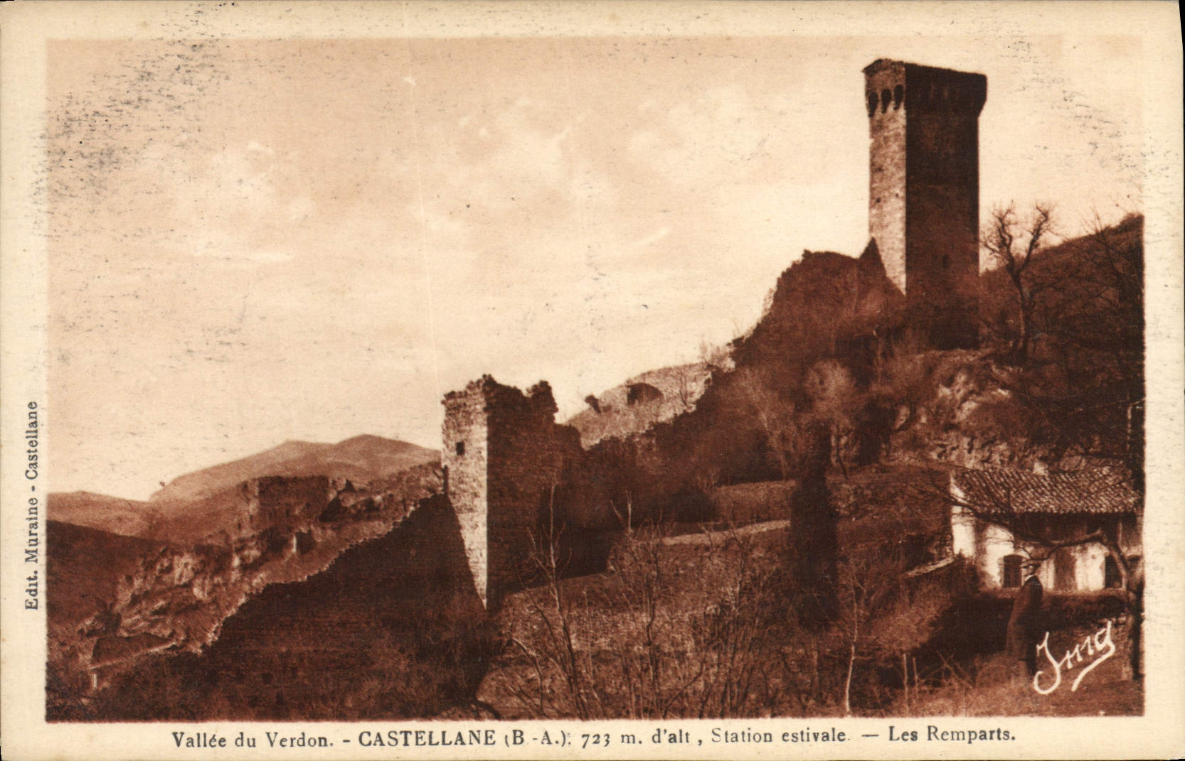 VINTAGE POSTCARD Valley of the Verdon Castellane Estival Station Walls