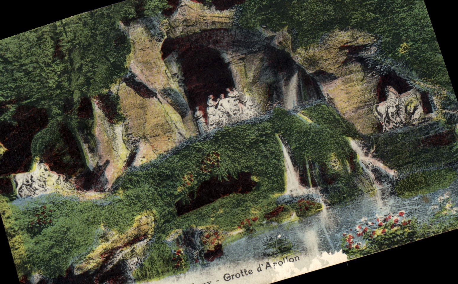 VINTAGE POSTCARD Versailles Large water Cave of Apollo