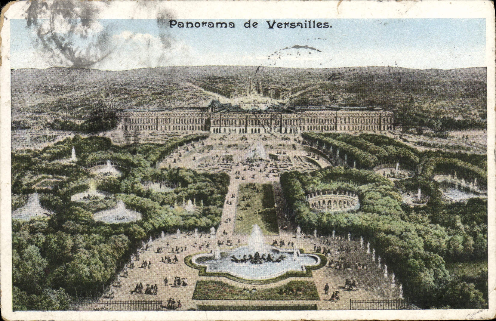 VINTAGE POSTCARD Gardens Of Versailles Panorama