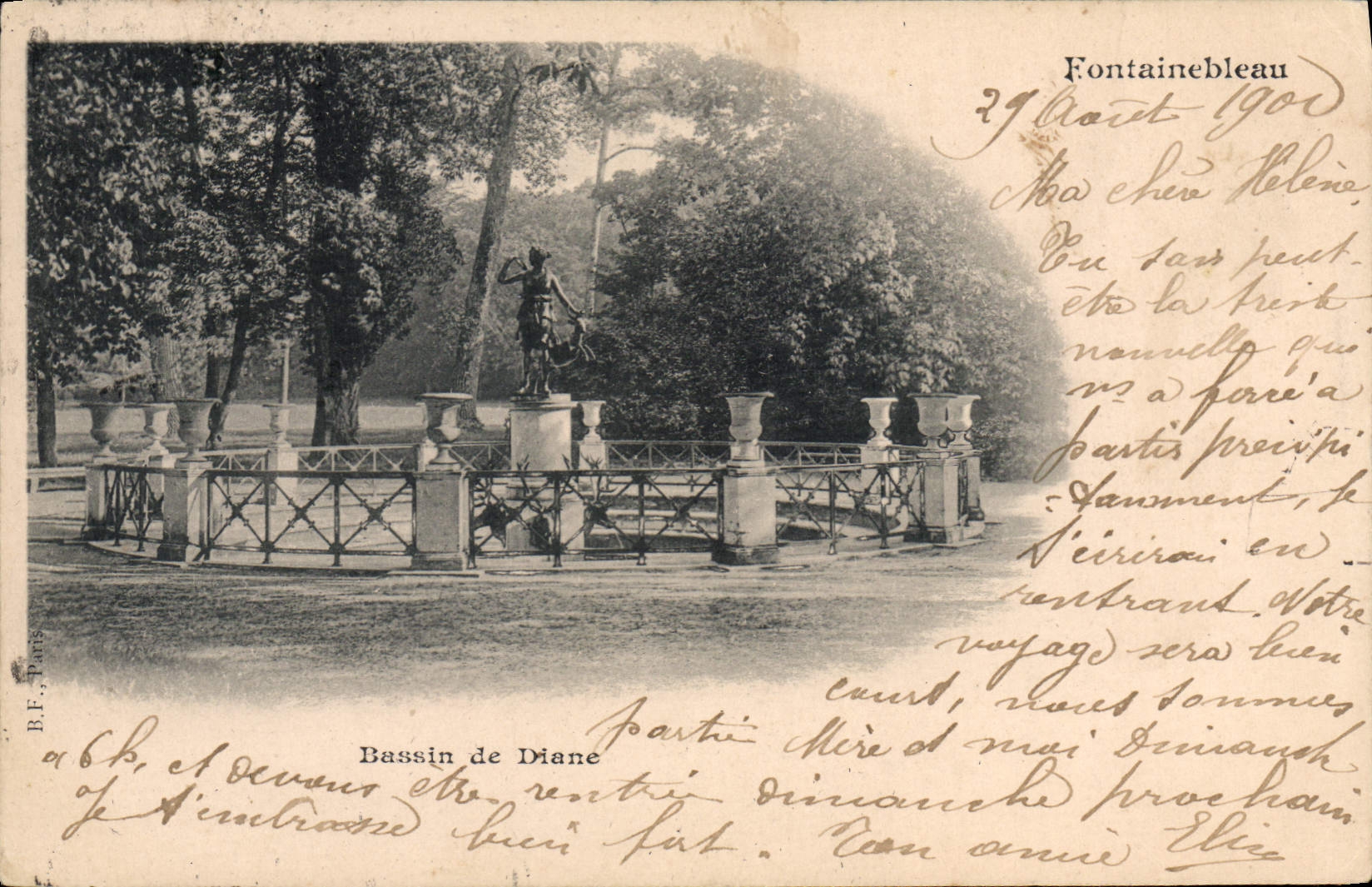 VINTAGE POSTCARD Fontainebleau Basin of Diane