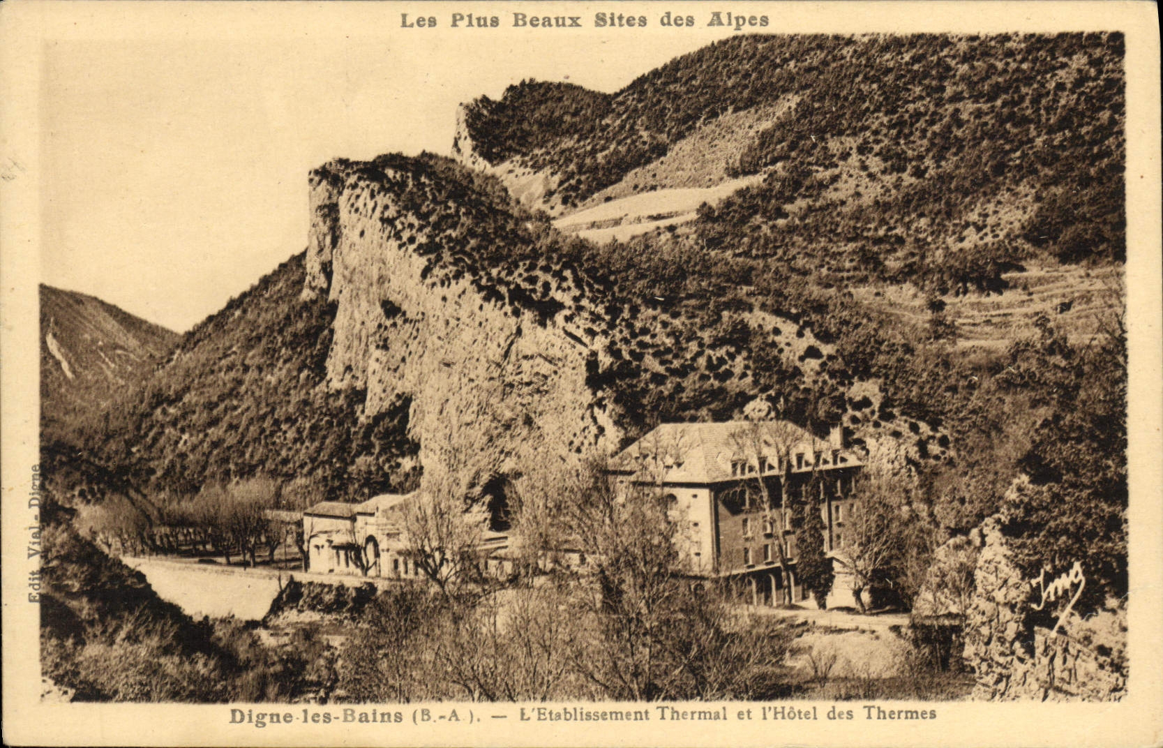 Establecimiento hidropático digno de la POSTAL de la VENDIMIA les Bains y el hotel de los baños termales