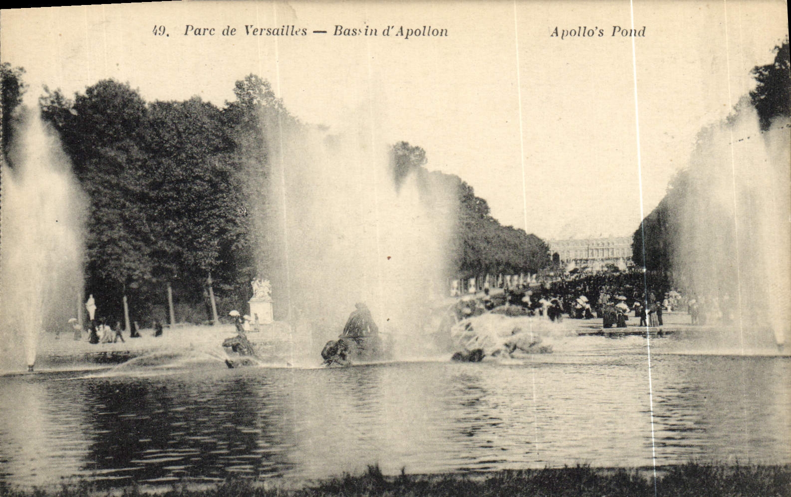 VINTAGE POSTCARD Versailles Park Basin of Apollo