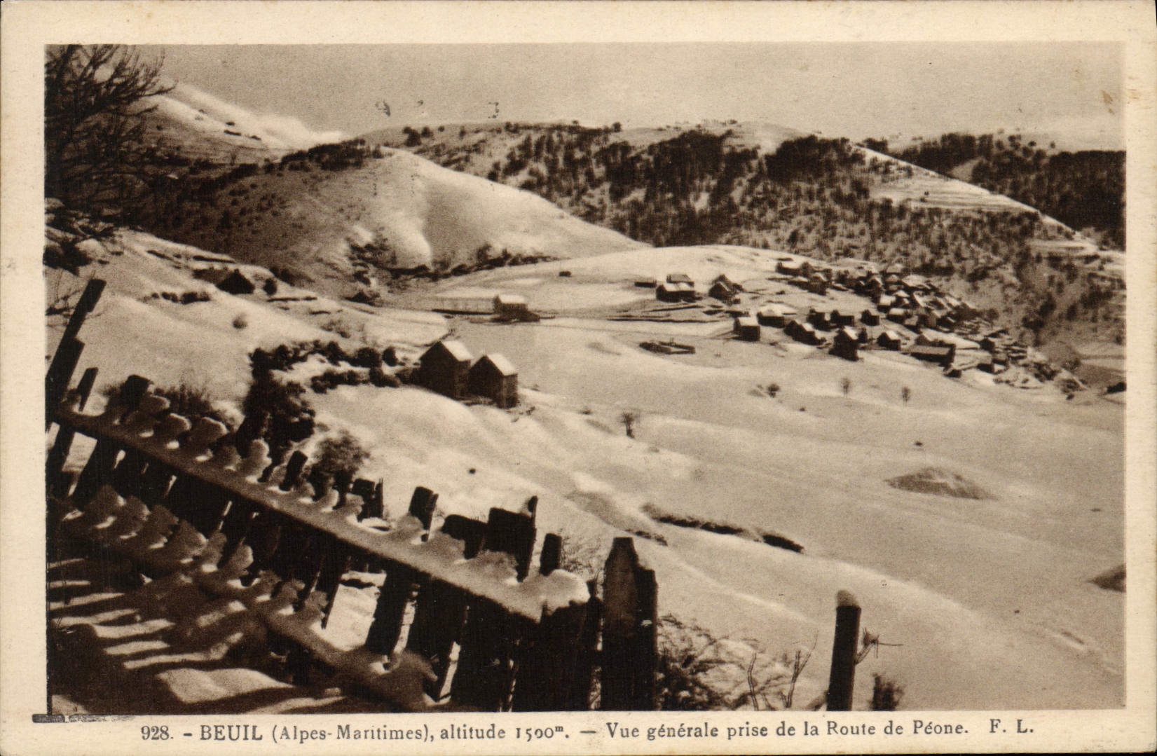 VINTAGE POSTCARD the Village De Beuil View taken of the road of Peone