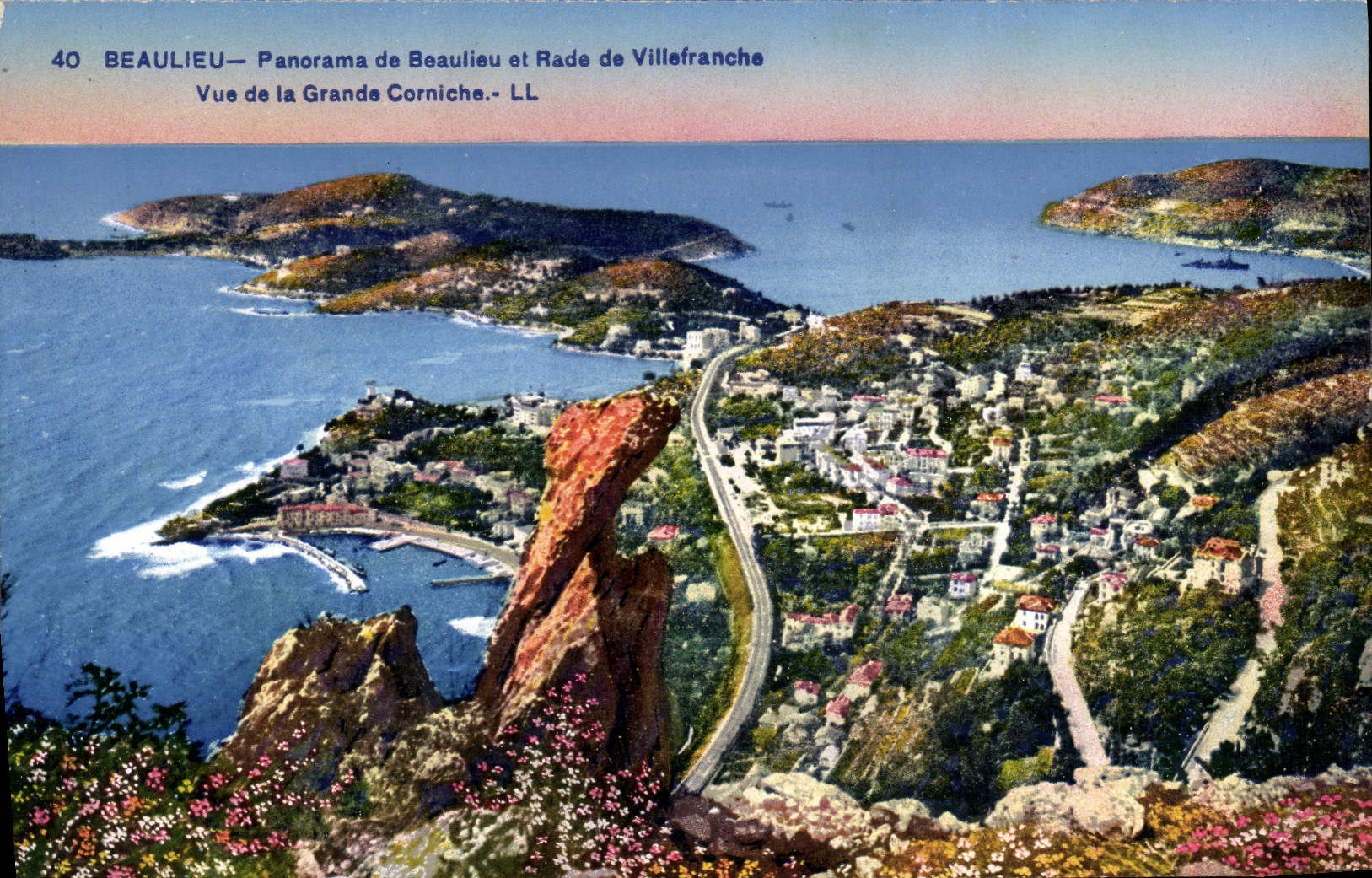 CPA Beaulieu Panorama De Beaulieu Et Rade De Villefranche Vue De La Grande Corniche