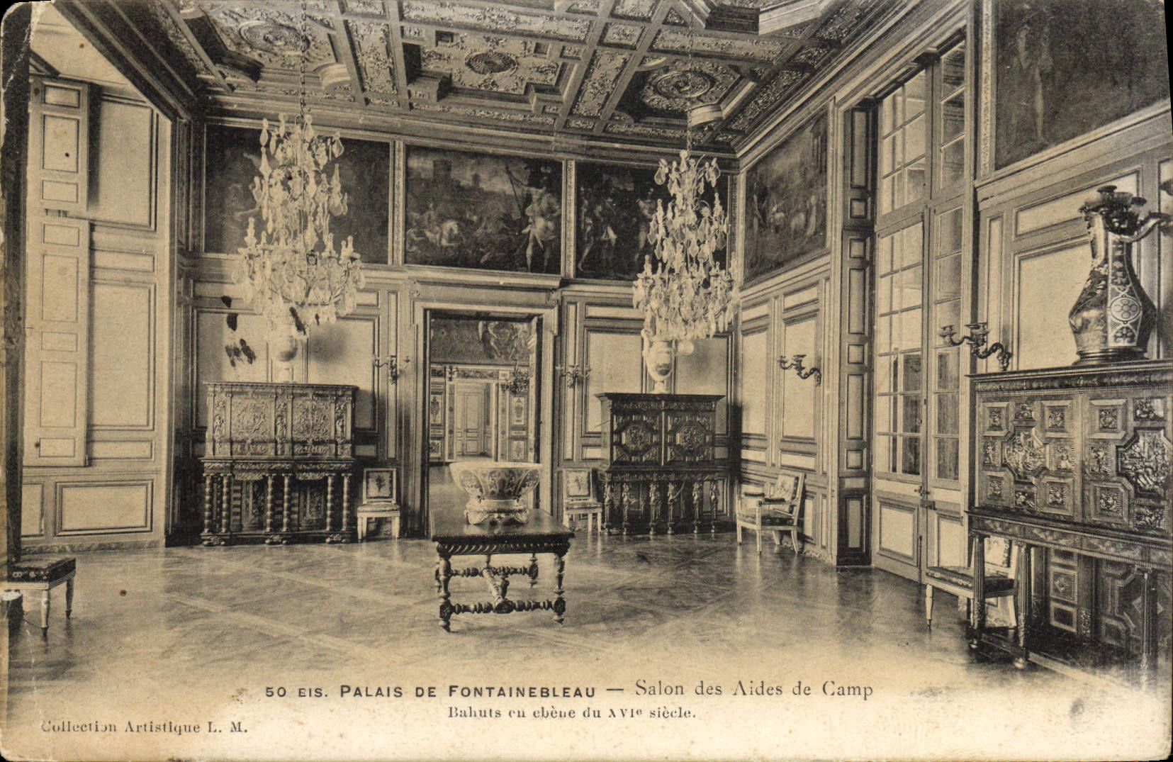 VINTAGE POSTCARD Palate De Fontainebleau Living room Of the Aide-de-camps