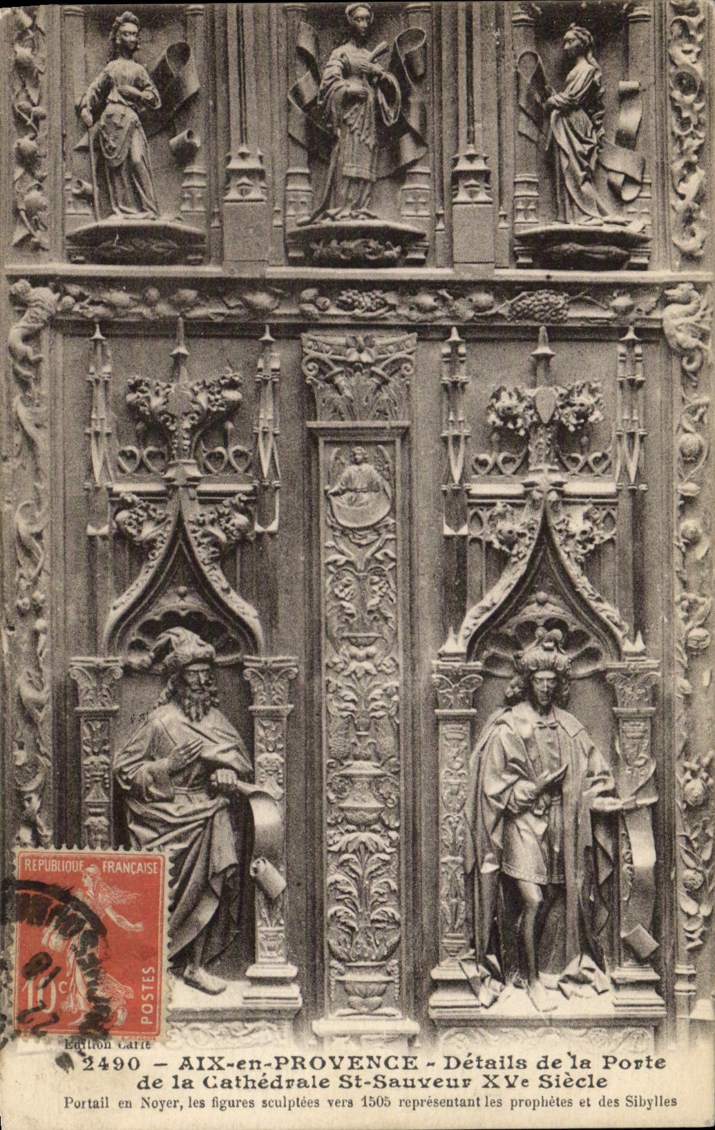 CPA Aix En Provence Details de la porche de la Cathedrale Saint Sauveur