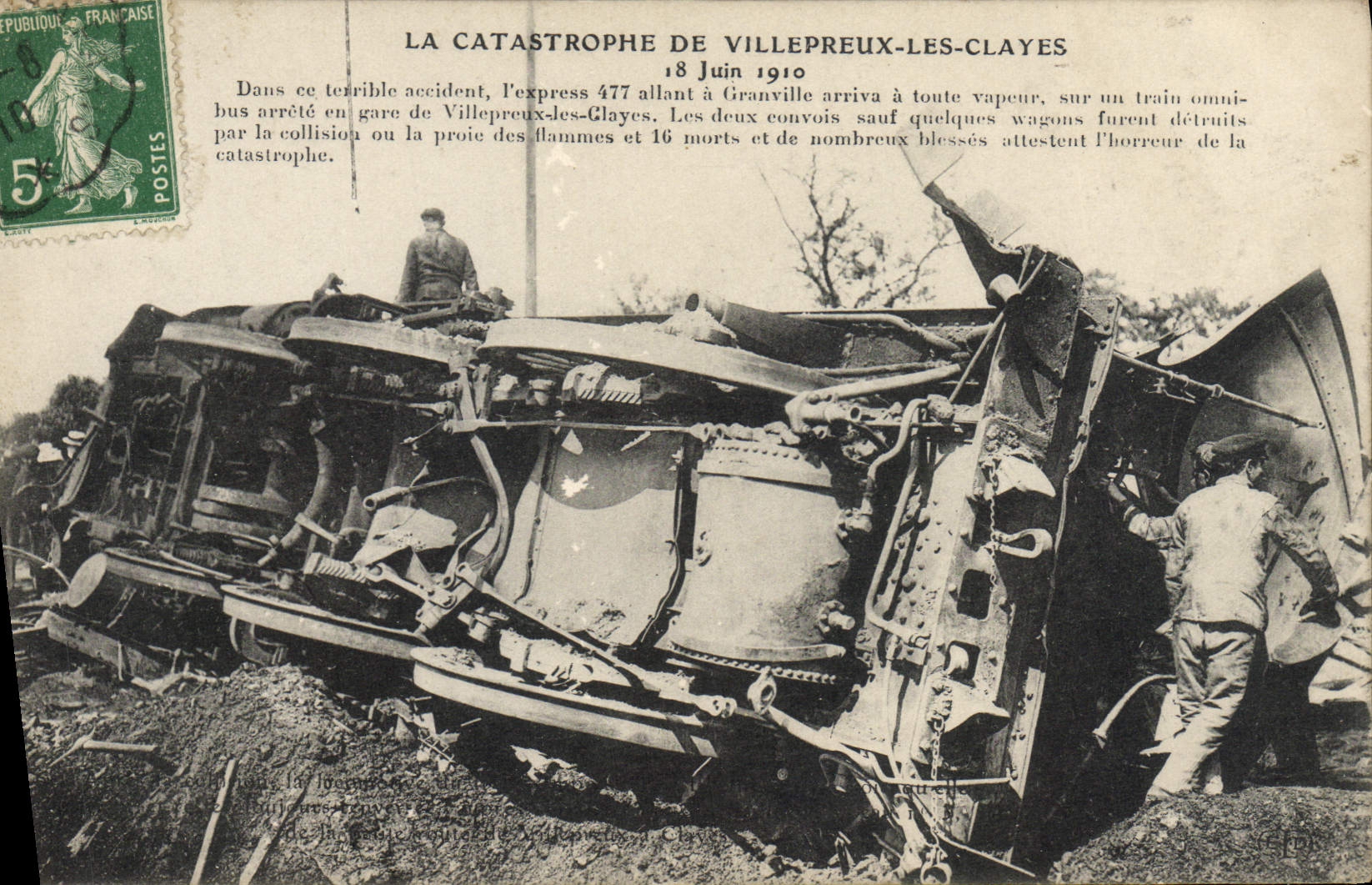 VINTAGE POSTCARD Train Catastrophe of Villepreux Clayes