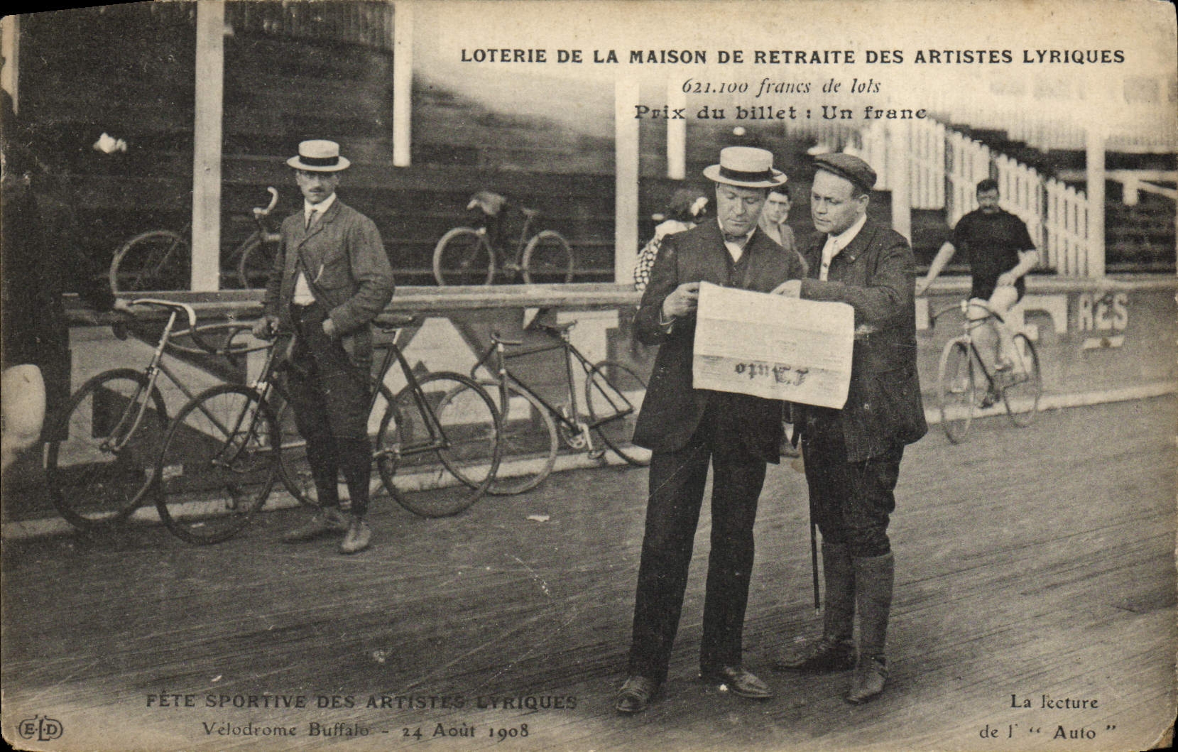 CPA Velo Cycle Cyclisme Loterie de la maison de retraite des artistes Lyriques Fete sportive des artistes lyriques 