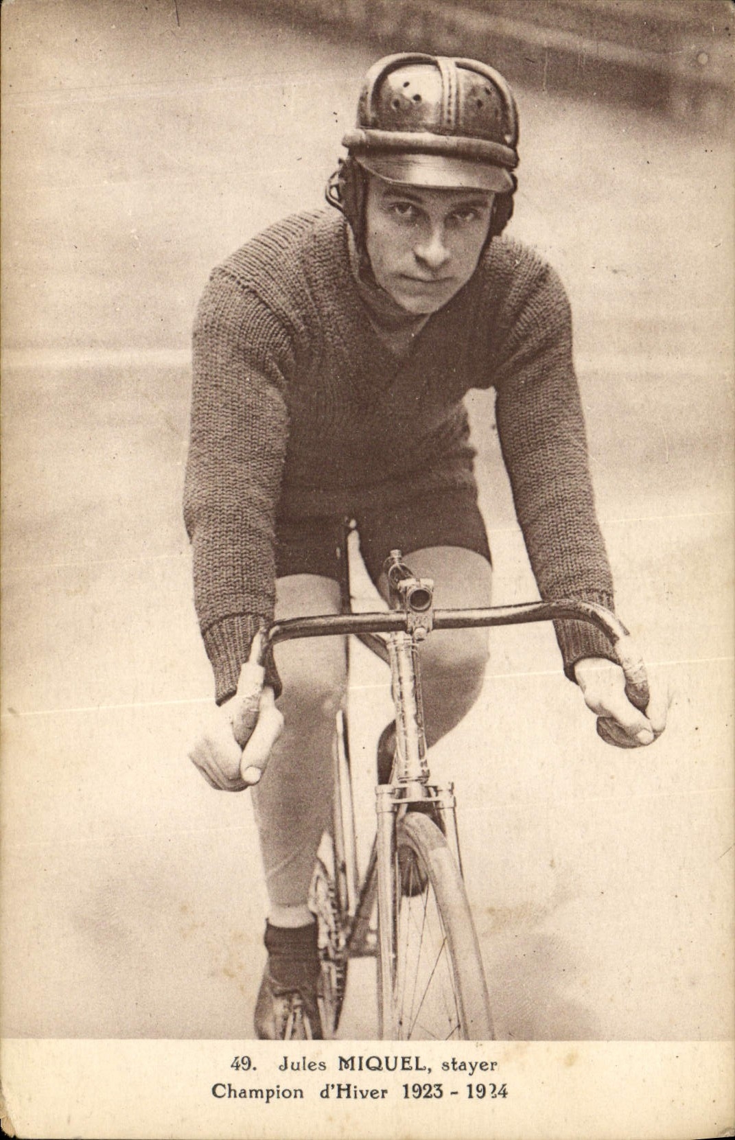 VINTAGE POSTCARD Velo Cycles Cycling Jules Miquel Stayer Champion of winter 1923 1924