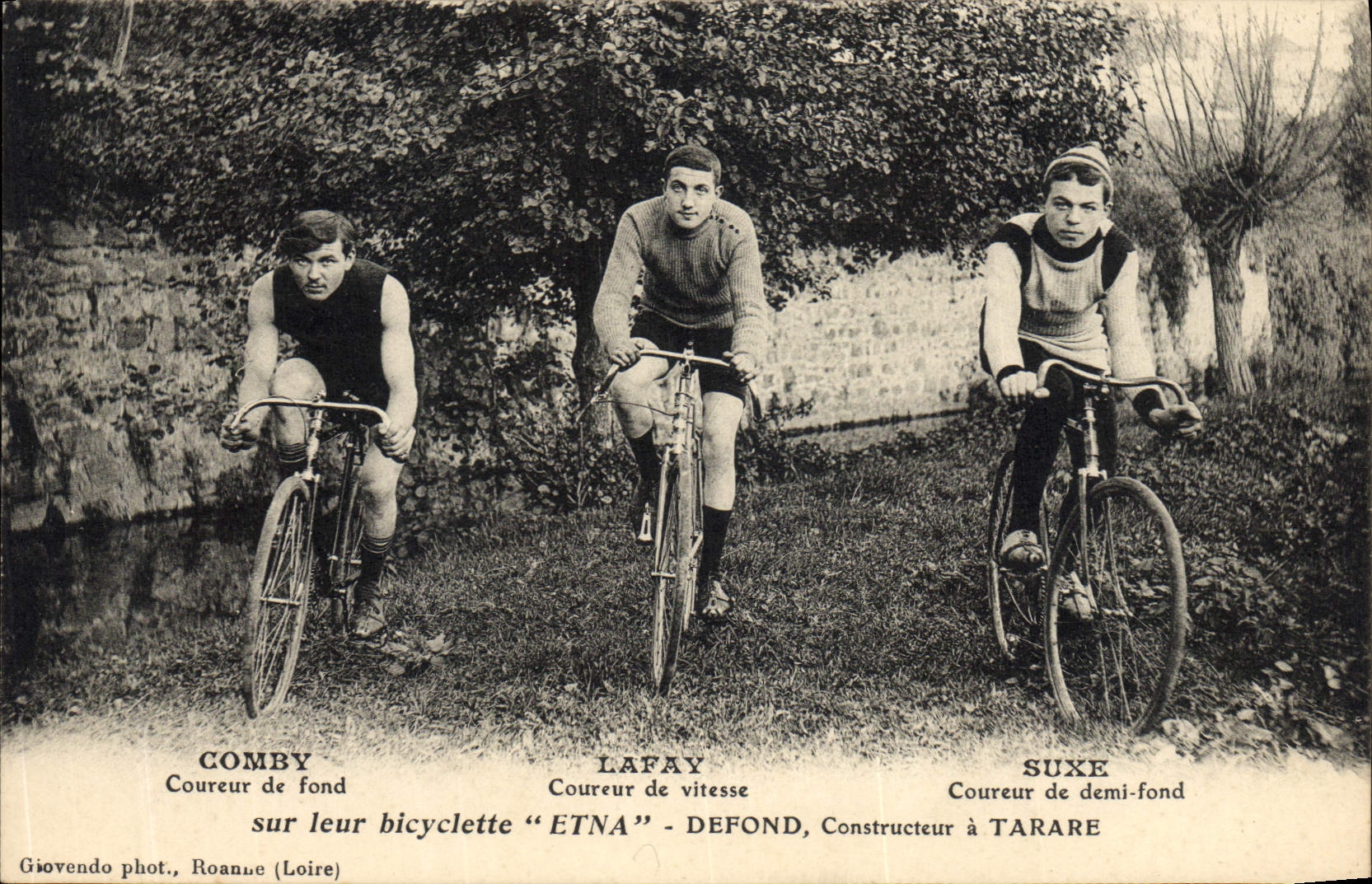 VINTAGE POSTCARD Velo Cycles Cycling Comby Long-distance runner Lafay Coureur speed Suxe Coureur half melts Bicyclette Etan Defond Tarare