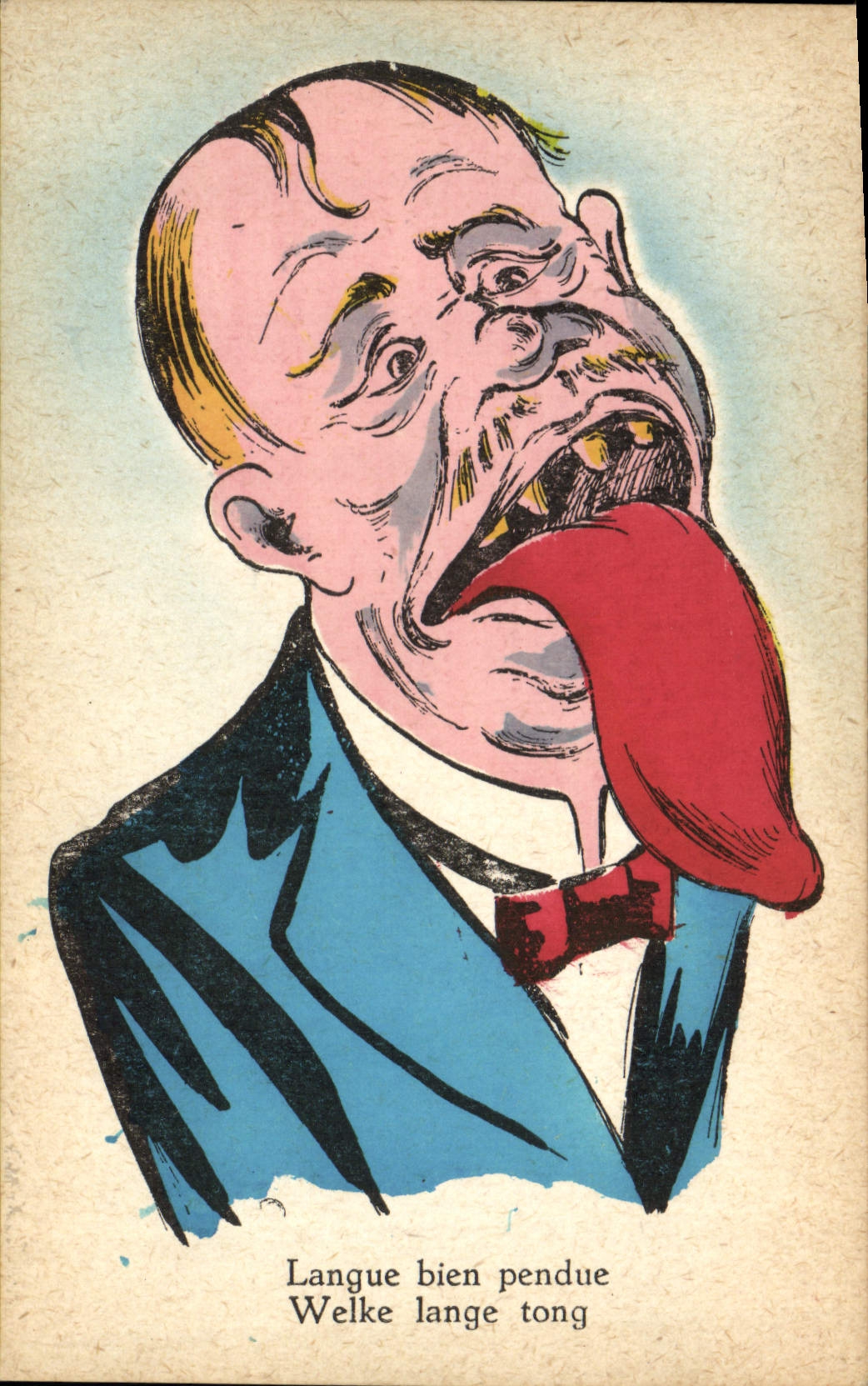 CPA Humour Langue bien pendue 