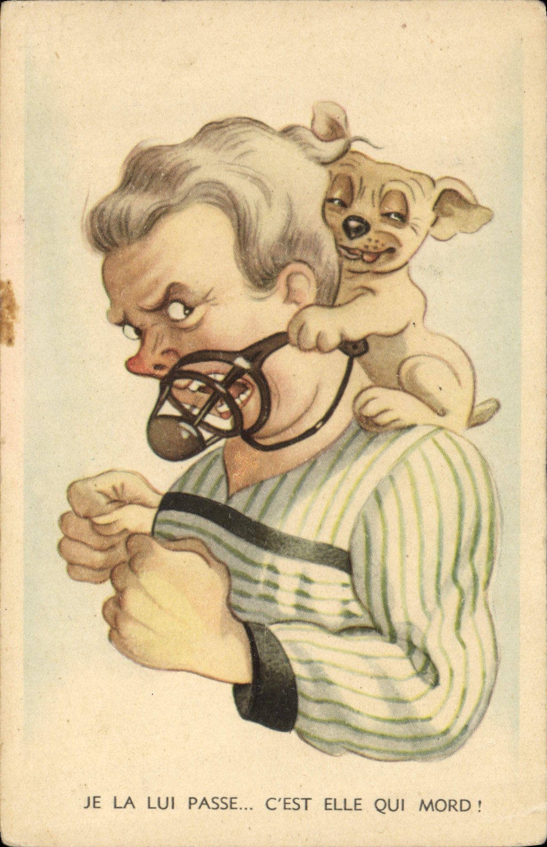 VINTAGE POSTCARD Humor Dog Muzzle