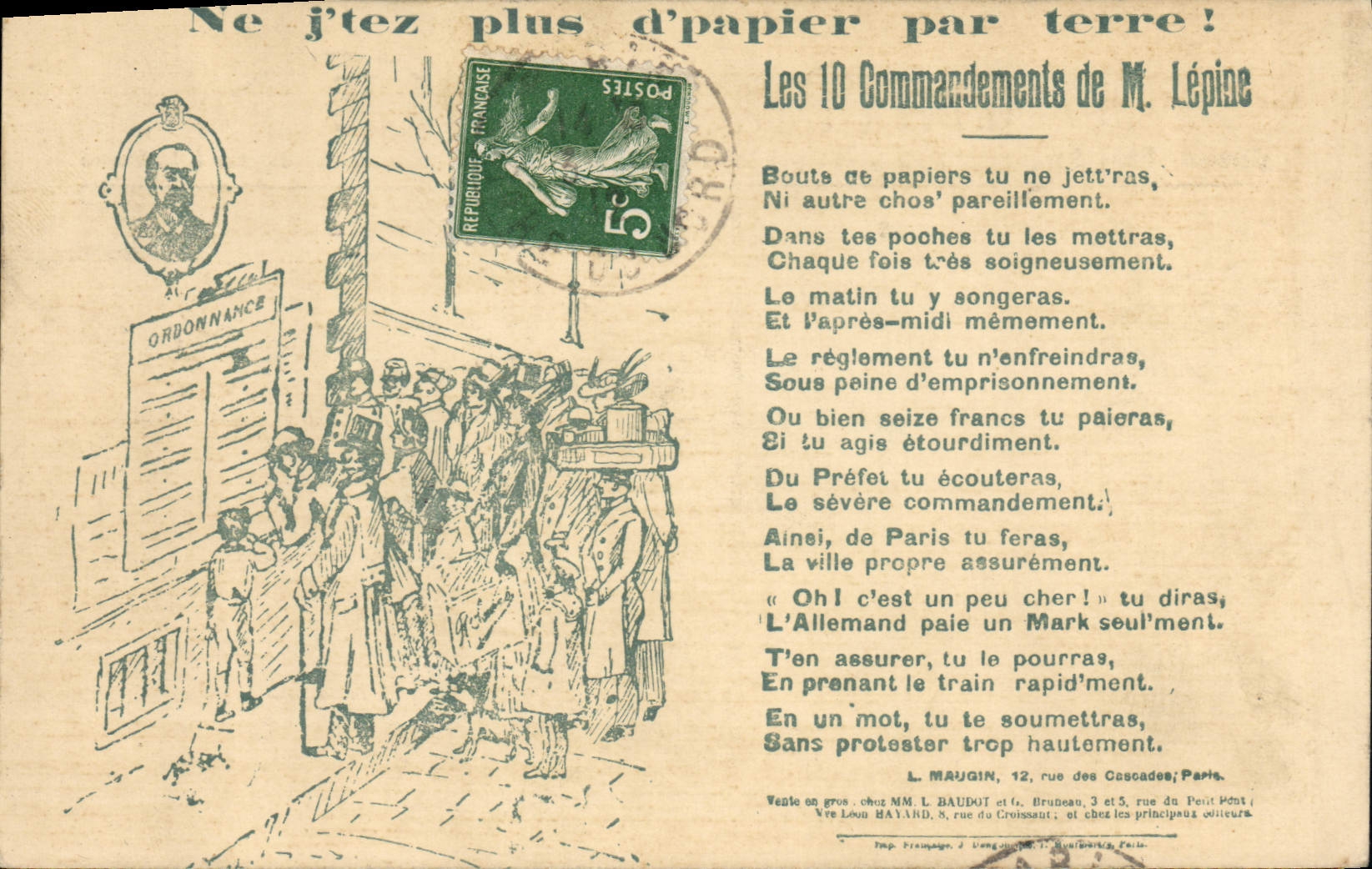 CPA Les 10 commandements de M lepine Papiers