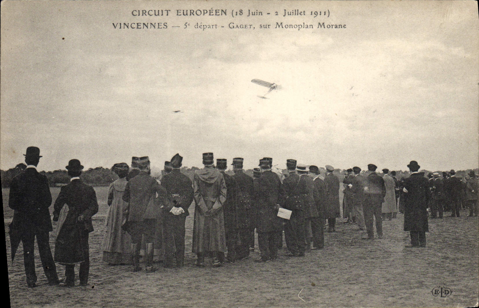 CPA Aviation Avion Circuit europeen 18 juin 2 juillet 1911 Vincennes 5eme depart Gaget sur monoplan Morane 