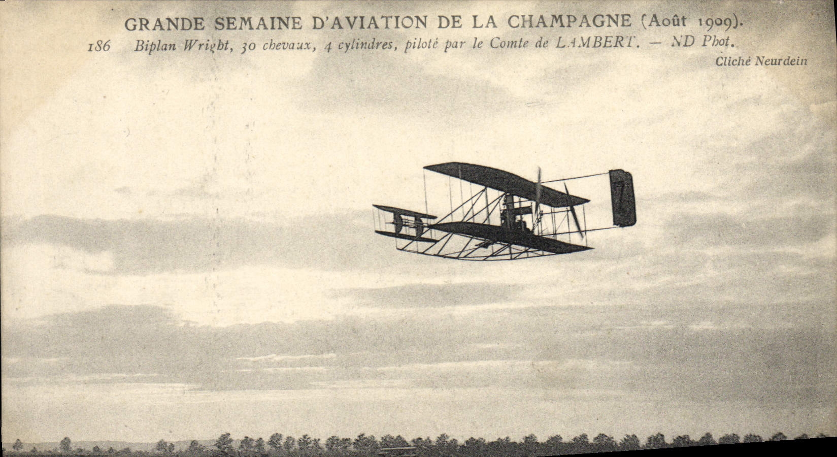 CPA Aviation Avion Grande semaine d'aviation de la Champagne Biplan Wright Comte de Lambert 