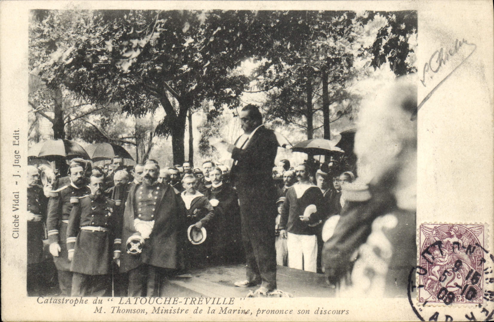 VINTAGE POSTCARD Bateau Catastrophe of Latouche Treville Mr. Thomson Ministre for the Navy makes his speech