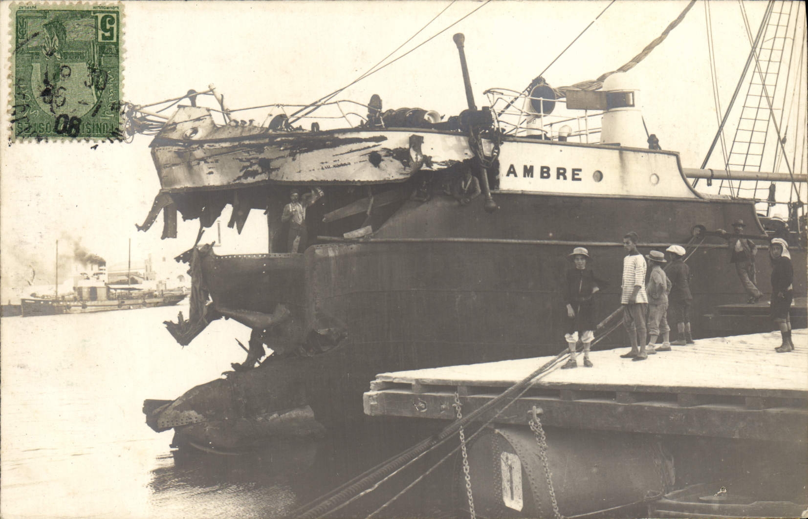 CARTE PHOTO Bateau Ambre Tunisie 