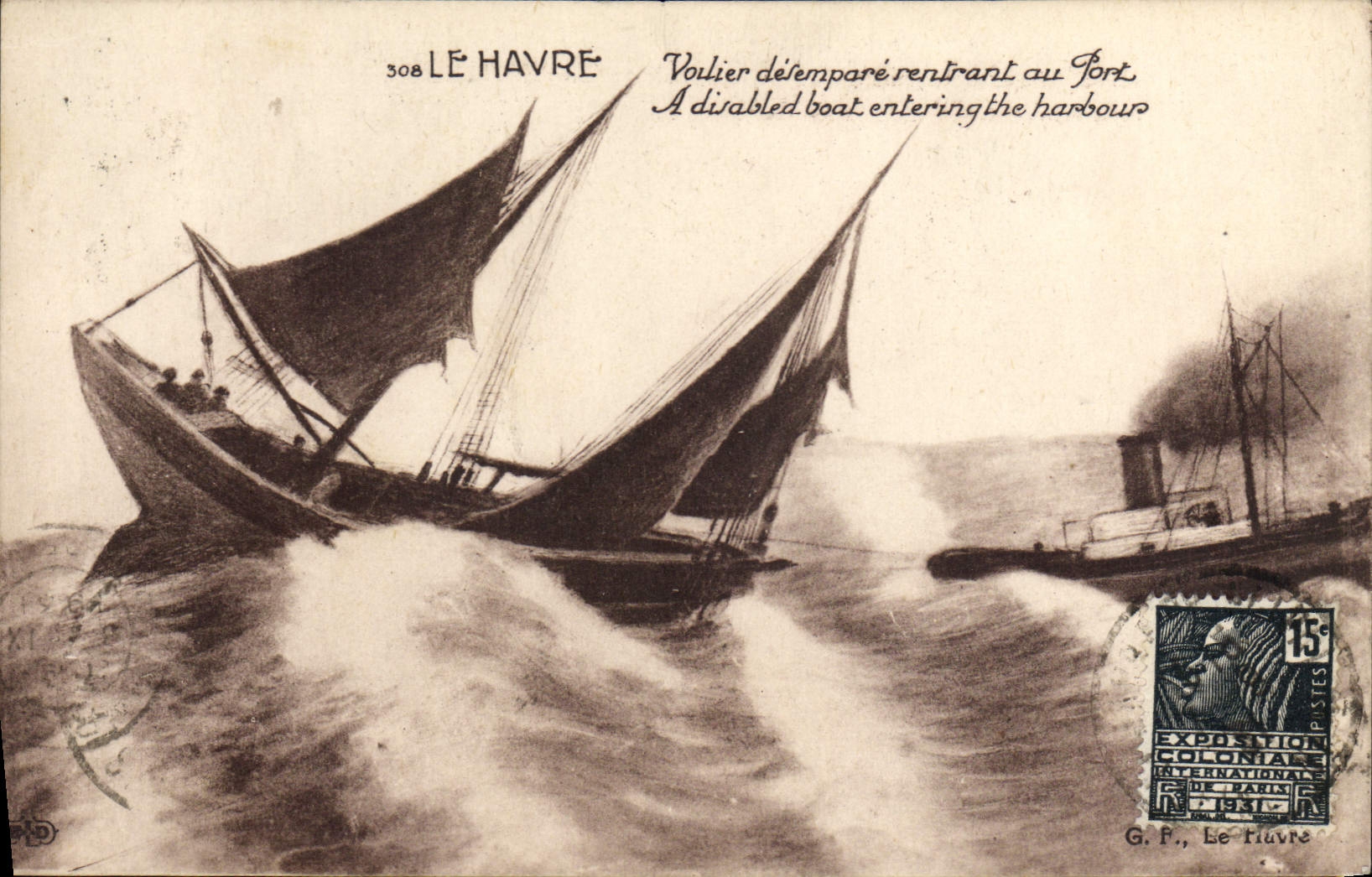 CPA Bateau Le Havre oilier desempare rentrant au port