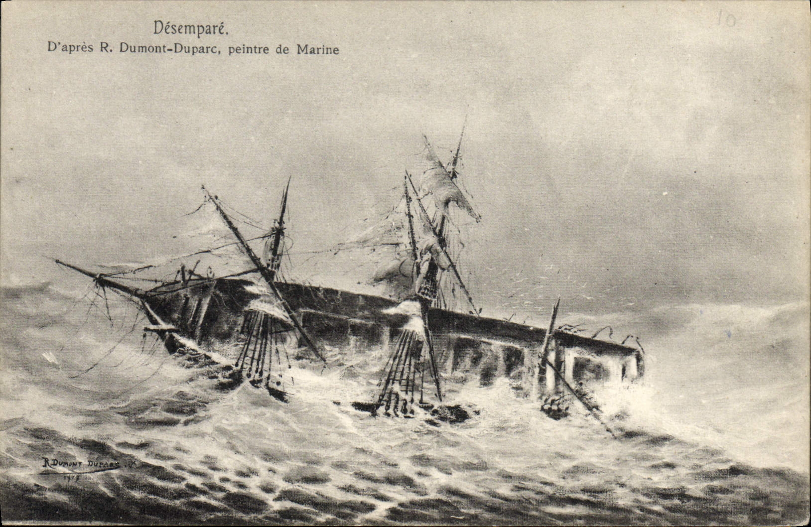 CPA Bateau Desempare Dumont Duparc peintre de marine