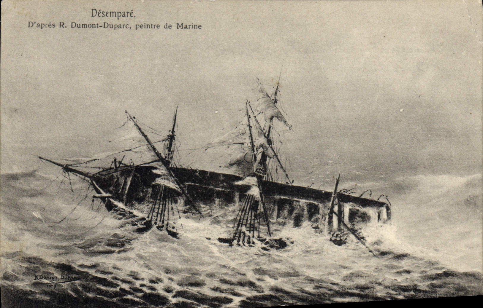 CPA Bateau Desempare Dumont Duparc peintre de marine