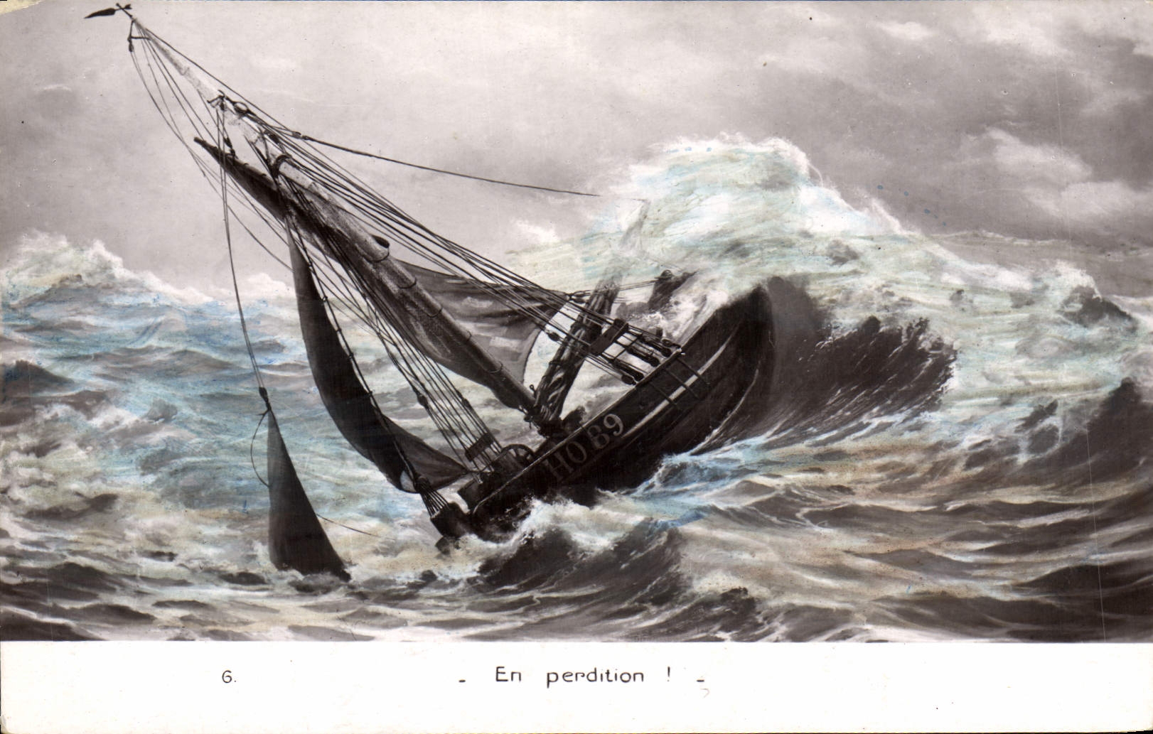 VINTAGE POSTCARD Boat of sin In perdition