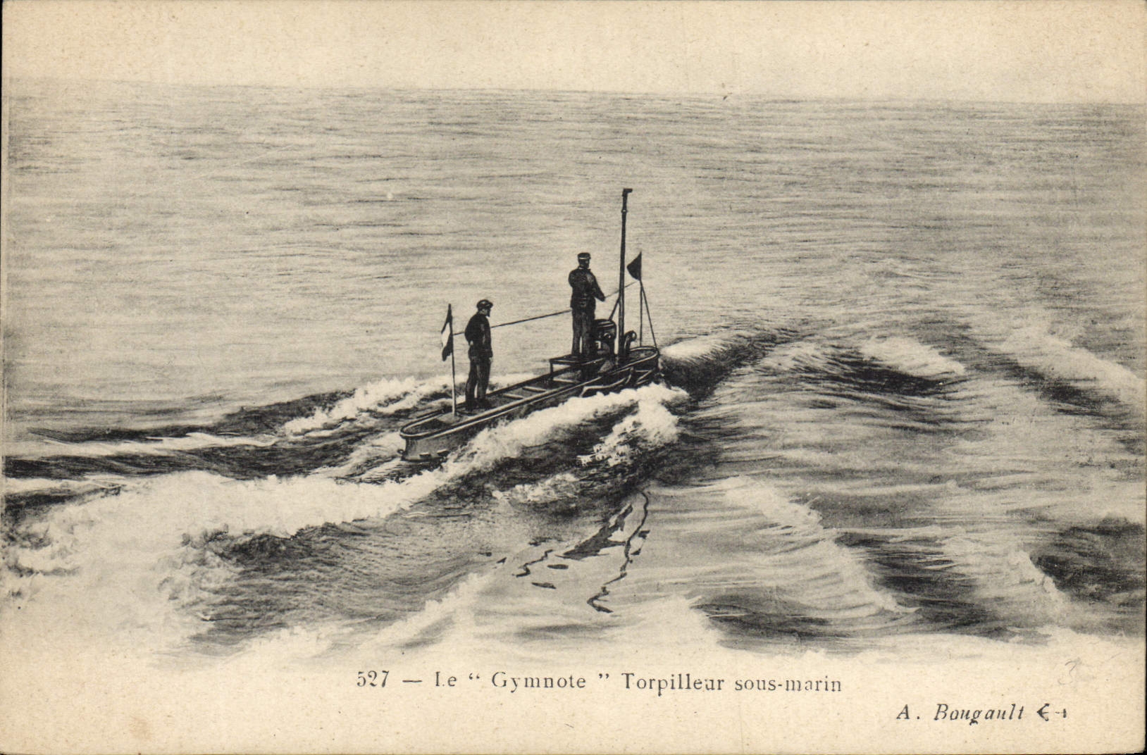 VINTAGE POSTCARD Boat Submarine Gymnote Destroyer Submarine
