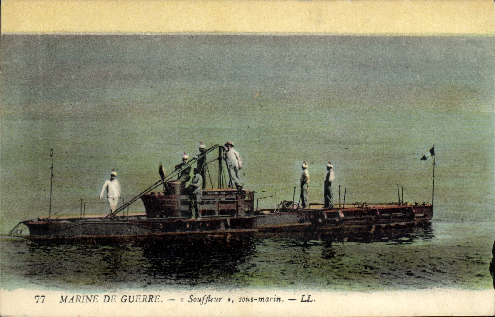 VINTAGE POSTCARD Boat Submarine Blower