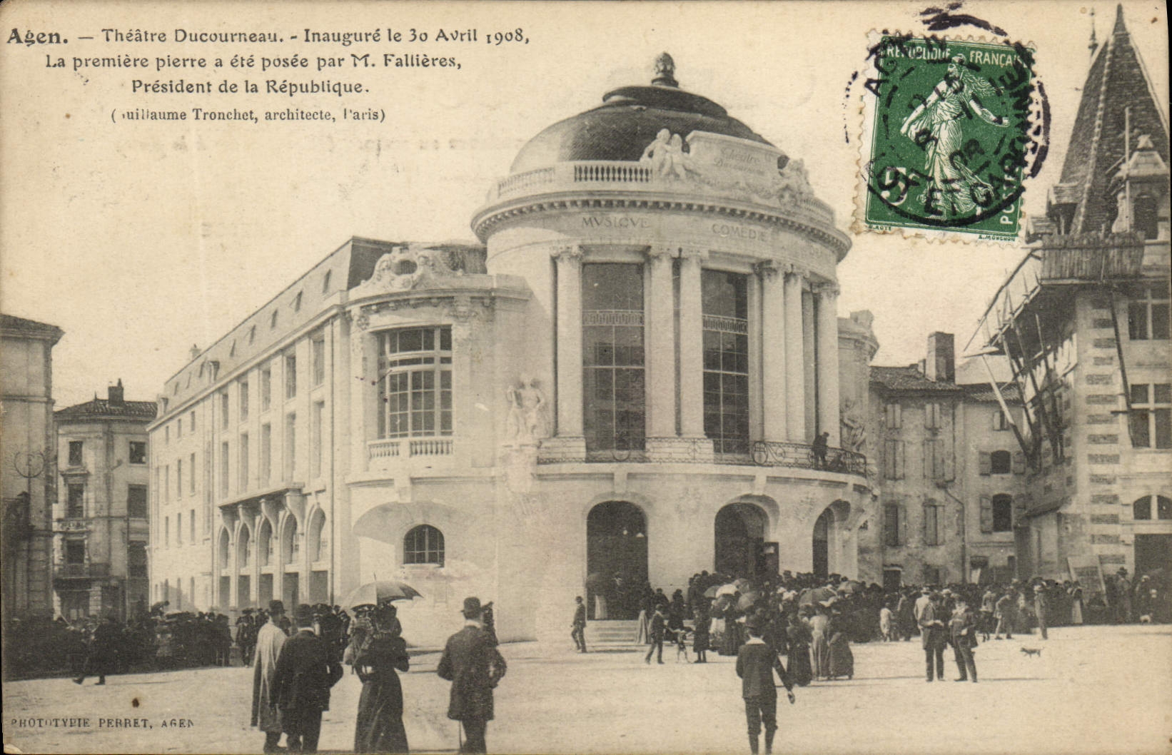 VINTAGE POSTCARD Agen Ducourneau Theater
