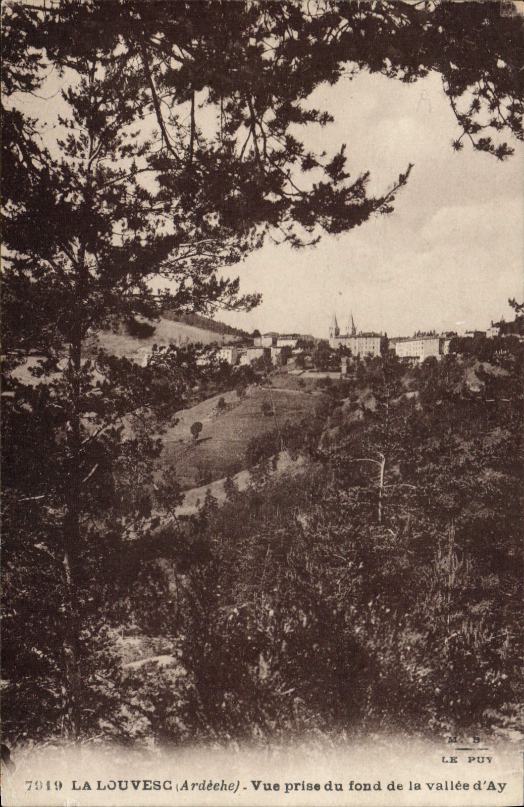 VINTAGE POSTCARD Louvesc Seen from of the Fund of the Valley of Ay