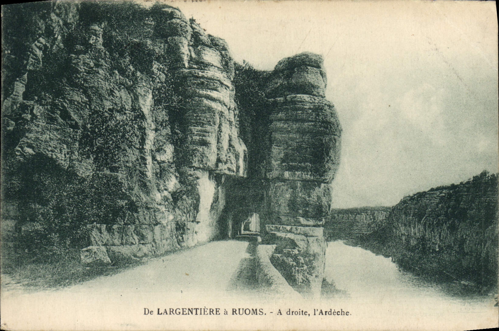 VINTAGE POSTCARD Ruoms De Largentiere has Ardeche On the right