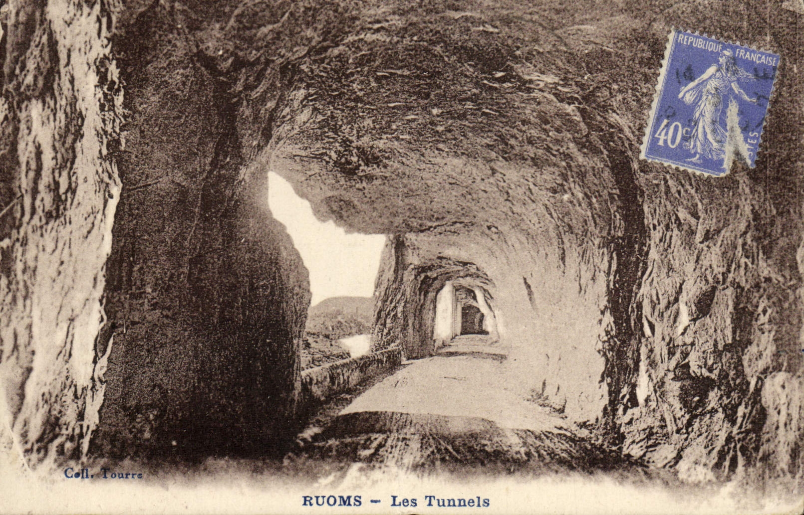 VINTAGE POSTCARD Ruoms Tunnels